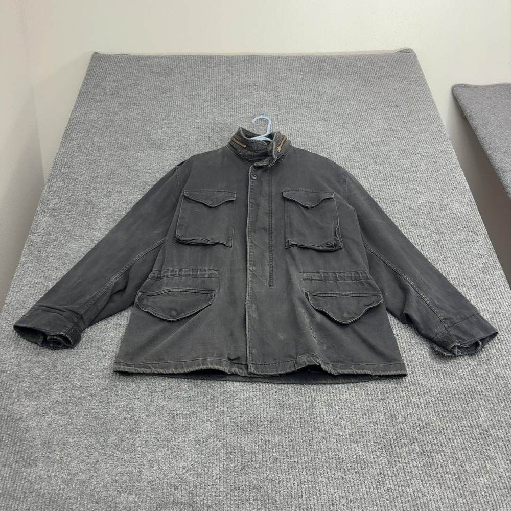 Vintage Alpha Industries Field Jacket Mens L Black Cotton M-65 Military Utility